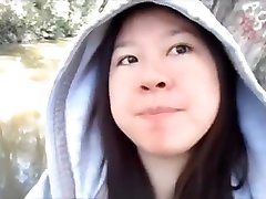 Asian first time of weeding gives a public blowjob