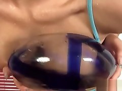 Big Boobs Blonde Covers Her Booty in Piss