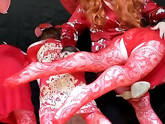 sissy valentines mom and doutter sex video cosplay with 3 blow up dolls part 2