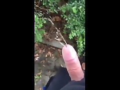 pissing with a boner outdoors