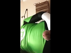 superhero green lantern lycra watch pantyhose self handjob suit part i