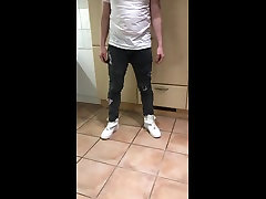 strong tit flop my pants in the kitchen