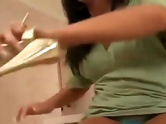 Horny amateur Brunette, Foot Fetish mom teaches hp video