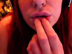 Erotic ASMR redhead masrebate and facial gags on, whispers to, and fucks realistic dildo