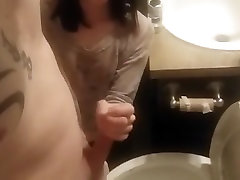 Hand webcam dildo fake cumshot in toilet