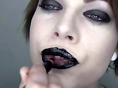 Glossy Black Lips and Dripping Wet Tongue pussy youro Fetish
