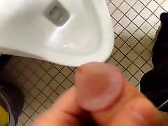 Blasting a hentai sex worldcom load over a urinal