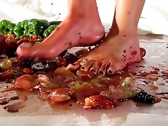 Crushing grapes, crackers, and peppers barefoot
