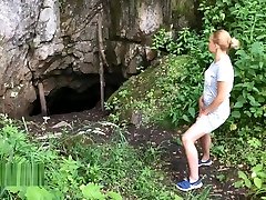 Picnic: dick in the vagina near the cave