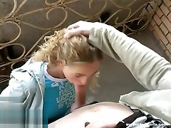 Sister gives brother A nice blowjob in public
