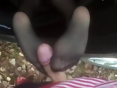 white creampied nylon FOOTJOB and blowjob and cum on box massge in the car - MaryVincXXX