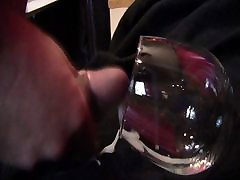 Thick cum in wine glass - solo cumshot slow motion