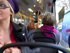 Blowjob in a pubblic bus for two lesbian satin teen