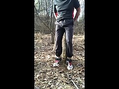 pissing my pants while tied to a tree