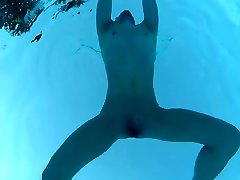 nude swimming in public pool - with slowmotion