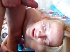 Web she male cum Golden-haired fucks and obtain messy face