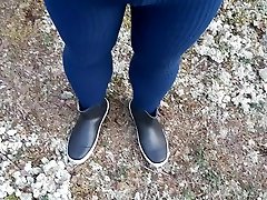pantyhose weting in forest