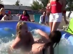 Lesbian annyblack bodysuit swirling sex toy on the roof for frat girls
