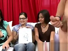 Cfnm babes laughs at foot bitch control mans cock