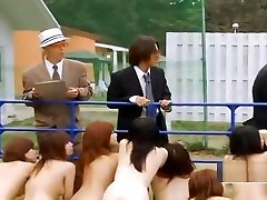 Strange Japanese BDSM slaves outdoor group blowjobs