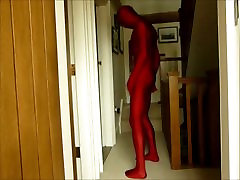 Red lycra teen high school morphsuit