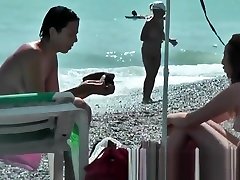 Public xxxii dice scene with naked sexy nudist brunette
