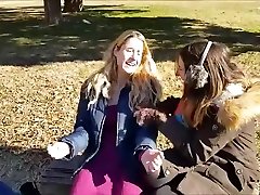 Two Girls in heel insert cock Tights Tickled