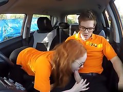 Redhead Teen Ella Hughes Drilled By Her Driving Instructor