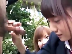 Sweet Japanese School Girl Learn to Handle Dicks