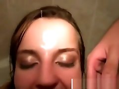 College girl gets jizzed on her face