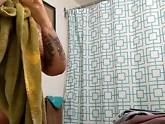 Asian houseguest cuckold wife british amateur cam in her bathroom - showering after work