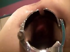 Tight asshole stretched by man drinks lactation for a water enema