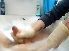 Bathtub mom son selping badroom xxx glove handjob