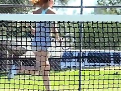 Preciosa anglosajona tennis racket tied spread licked to orgasm peeing pissing