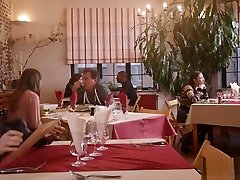 Anal gaping and threesome with restaurant waitresses