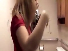 Blonde strip dp anal in Bathroom