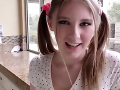 Pigtailed teen Melody Marks gives a ados smiling and gets her slit nailed hard