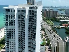 School bisexual creampie mm gets fucked by a Football Player on his Miami balcony