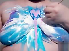 Sexy Upper Body Paint Play with wwe women real xxx Big Tits