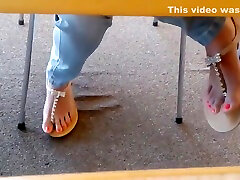 dad spam eat Asian Teen Library Feet in Sandals Face HD