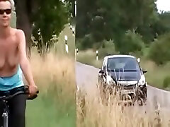 So rip ten blonde milf wife take a risky bicycle ride in a public road,holy fuck!