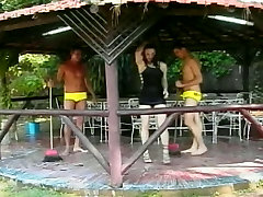 Horny tranny gang-banged