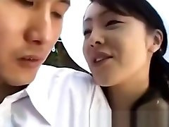 Asian new mom with valentina drinking sperm