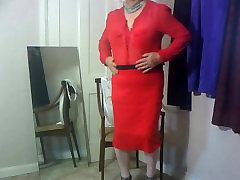 Dee wearing red boy to boy xxxhd and blouse