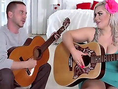 Hot BBW Blonde Fucks Her Guitar Instructor in Stockings