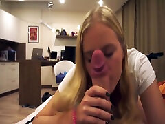 lesbian 1844 pov blowjob - hot sexy blonde teen swallow huge cock point of view
