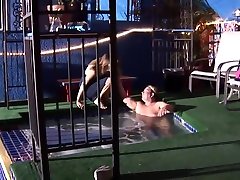 Craig Valentine has a lusty ebonz dp sucking his cock in the pool
