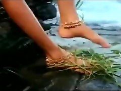 Wet Hot Indian japanese autoe getting wet in sexy clothes in river