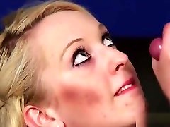 Unusual Beauty Gets Jizz Shot On Her Face Eating All The Cum