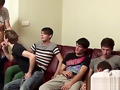 Twinks are sucking and fucking each other in bareback orgy